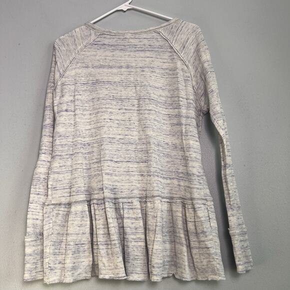 Free People We the Free Coastline Thermal Henley Peplum Tunic Top in Beige Sz M - Picture 8 of 10